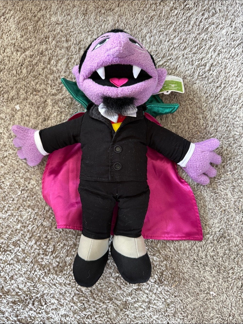 Sesame Street Purple Count Vampire Plush with Pink Cape
